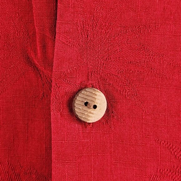 Tommy Bahama Red All Silk Floral Button Up Camp Shirt Large Pocket Hawaii - Picture 4 of 16